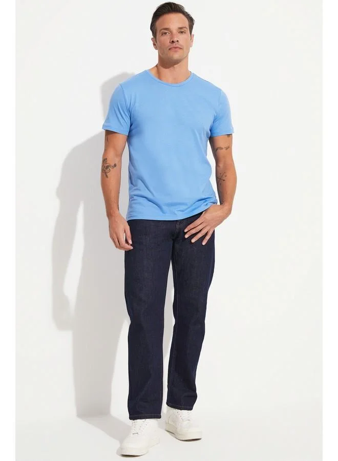 جون June Men Regular Fit Basic Short Sleeve Crew Neck Tshirt Light Blue