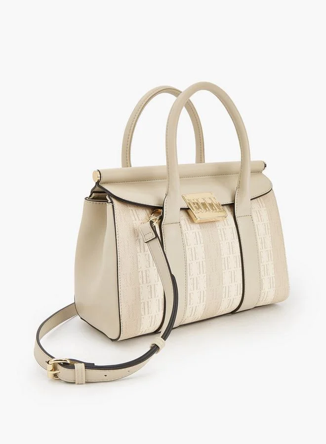 ايل حقيبة يد بطبعات شعار مع حزام قابل للفصل