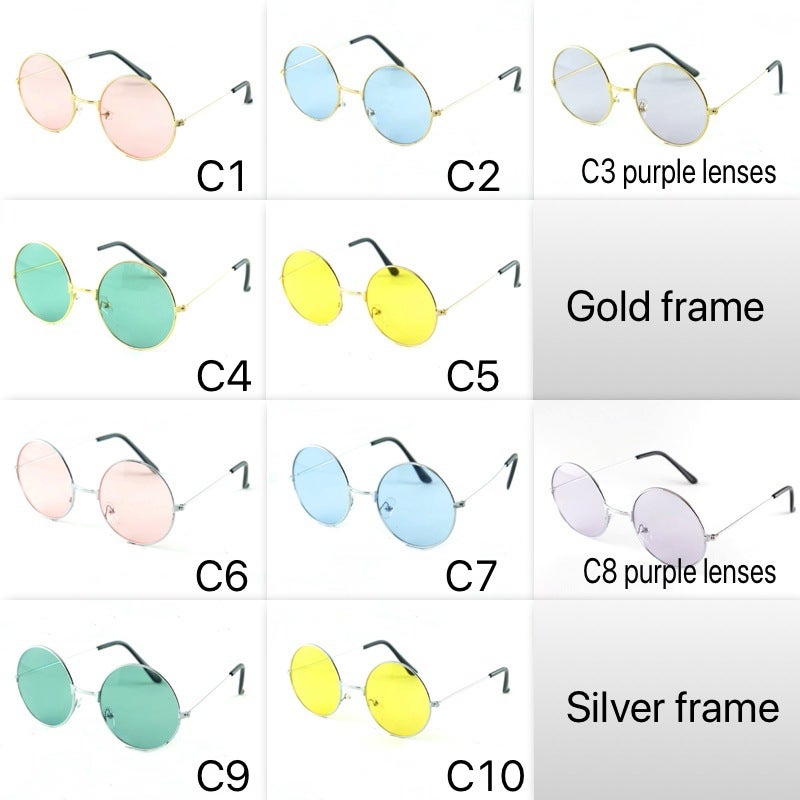 Generic Vintage Round Metal Sunglasses Unisex 3026 Pink 