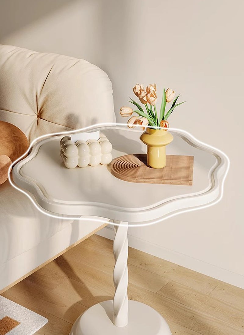 Sharpdo طاولة جانبية بتصميم عصري قابلة للتحريك، طاولة صغيرة دائرية، شكل بتلة، مادة PP 40x40x55 سم بيضاء - Image 3