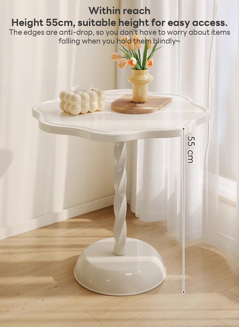 Sharpdo - "Ins Style Side Table Movable Small Round Table, Petal Shape Side Table  PP Material 40x40x55 cm White " - Image 1