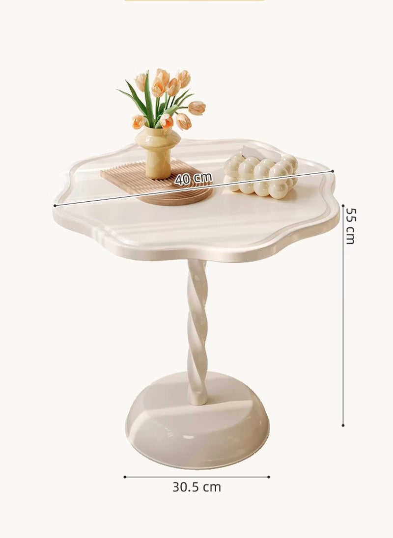 Sharpdo - "Ins Style Side Table Movable Small Round Table, Petal Shape Side Table  PP Material 40x40x55 cm White " - Image 1
