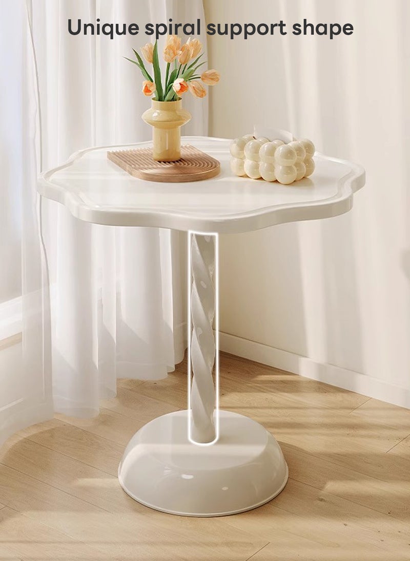 Sharpdo - "Ins Style Side Table Movable Small Round Table, Petal Shape Side Table  PP Material 40x40x55 cm White " - Image 1