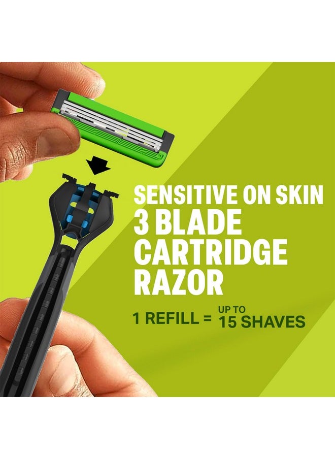 BOMBAY SHAVING COMPANY Sensi Smart 3 Value Pack (Handle + 3 Cartridges) | Shaving Razor For Men | Aloe Gel And Argan Oil Lubra Strip With Pivot Head  - Image 2