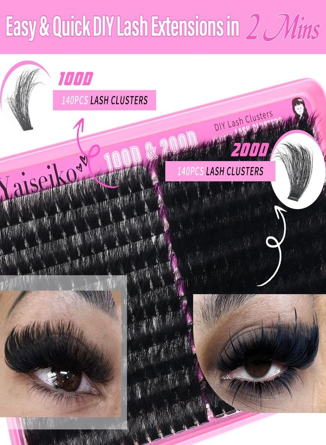 BEFACL Fluffiest Lash Clusters Kit 100D+200D Thick Volume Eyelash Clusters 12-25mm Wispy Individual Mega Lashes Cluster kit Long Eyelash Extensions Replacement for Yaiseiko(with Bond and Seal) - Image 4