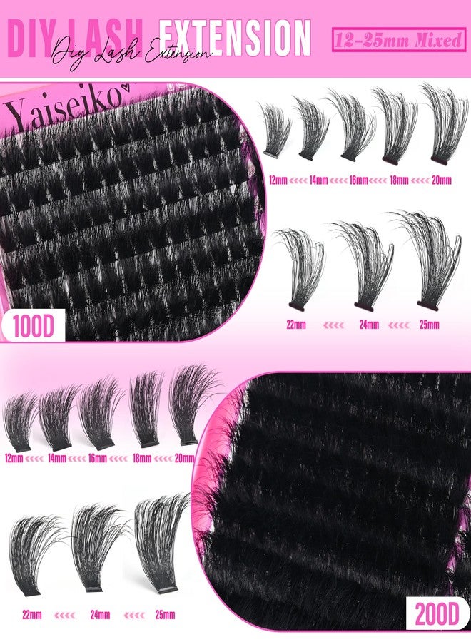 BEFACL Fluffiest Lash Clusters Kit 100D+200D Thick Volume Eyelash Clusters 12-25mm Wispy Individual Mega Lashes Cluster kit Long Eyelash Extensions Replacement for Yaiseiko(with Bond and Seal) - Image 2