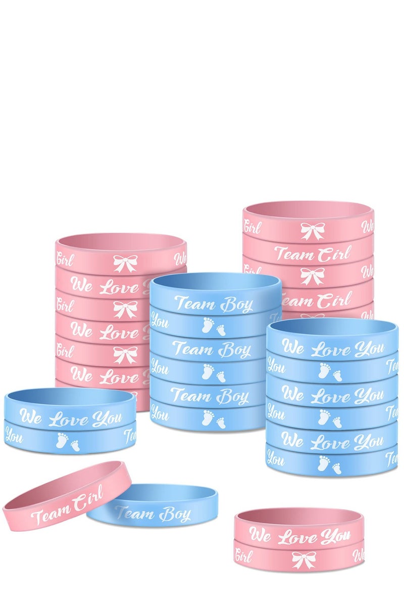 20-Piece Baby Gender Reveal Bracelets, Silicone Wristbands Gender Reveal Party Bracelets, Team Both Rubber Wristband for Baby Shower Gender Reveal Party Favor Supplies - Image 1