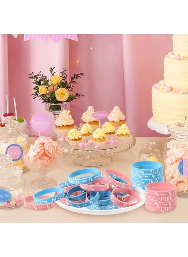 20-Piece Baby Gender Reveal Bracelets, Silicone Wristbands Gender Reveal Party Bracelets, Team Both Rubber Wristband for Baby Shower Gender Reveal Party Favor Supplies - Image 5