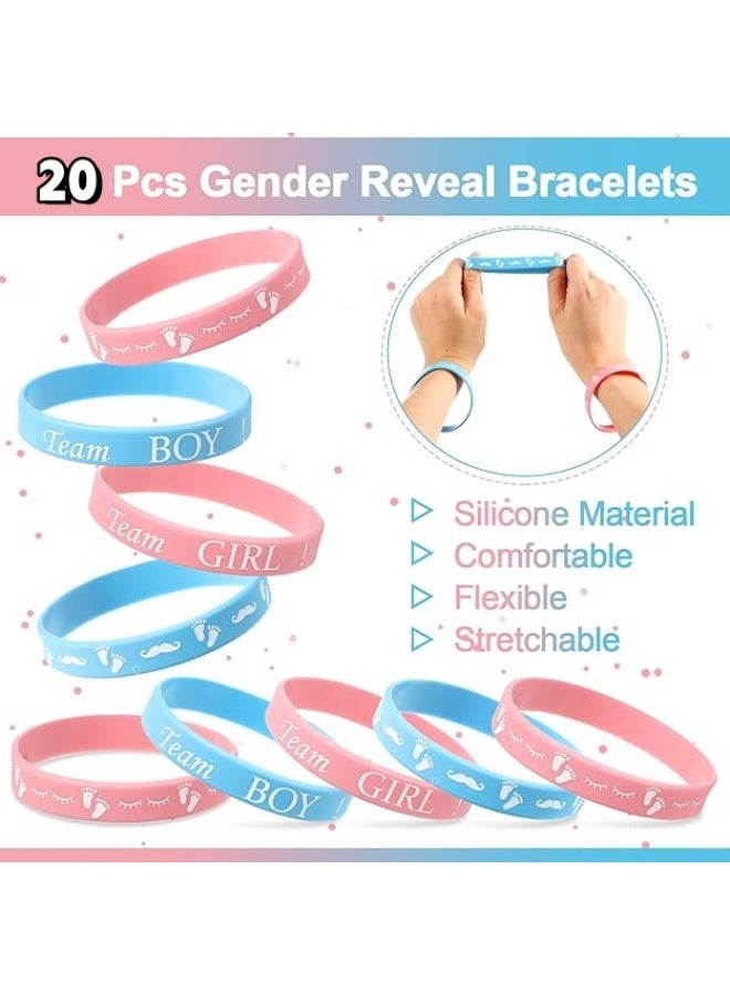 20-Piece Baby Gender Reveal Bracelets, Silicone Wristbands Gender Reveal Party Bracelets, Team Both Rubber Wristband for Baby Shower Gender Reveal Party Favor Supplies - Image 2