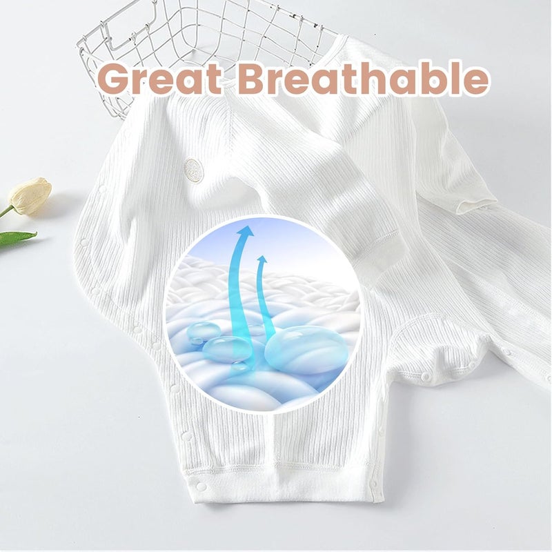 ZONEY Newborn Baby Boy Girl Organic Cotton Bodysuit Long Sleeve Jumpsuit 2-Pack (White & Blue, 9-12 Months) - Image 5