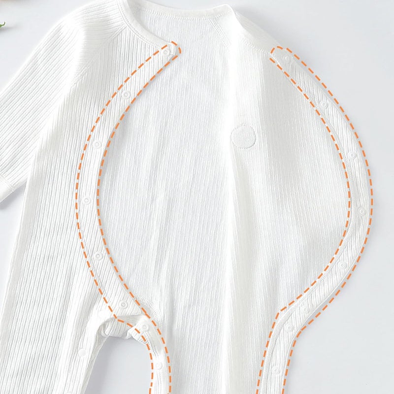 ZONEY Newborn Baby Boy Girl Organic Cotton Bodysuit Long Sleeve Jumpsuit 2-Pack (White & Blue, 9-12 Months) - Image 3