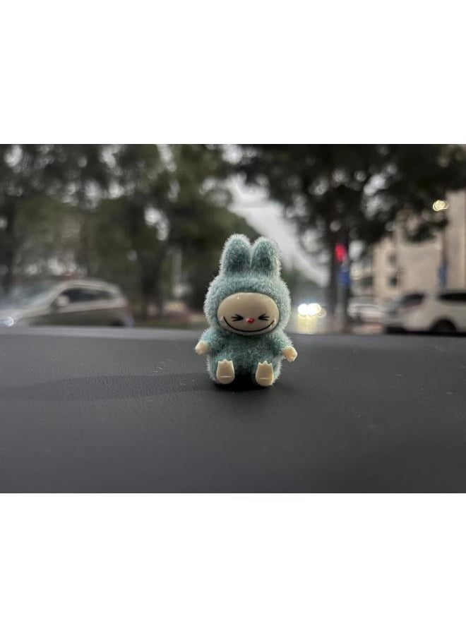 Three-dimensional Labubu Doll Flocking Sitting Posture YW Change Baby Diy Tide Play Blind Box Pendant Hand-made Accessories-Color:Blue-sitting 4cm  - Image 1
