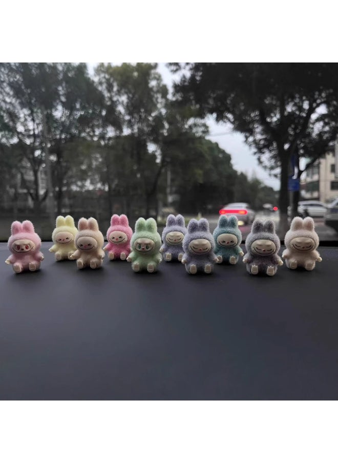 Three-dimensional Labubu Doll Flocking Sitting Posture YW Change Baby Diy Tide Play Blind Box Pendant Hand-made Accessories-Color:Blue-sitting 4cm  - Image 2