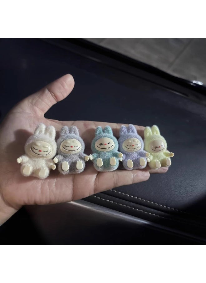 Three-dimensional Labubu Doll Flocking Sitting Posture YW Change Baby Diy Tide Play Blind Box Pendant Hand-made Accessories-Color:Blue-sitting 4cm  - Image 4