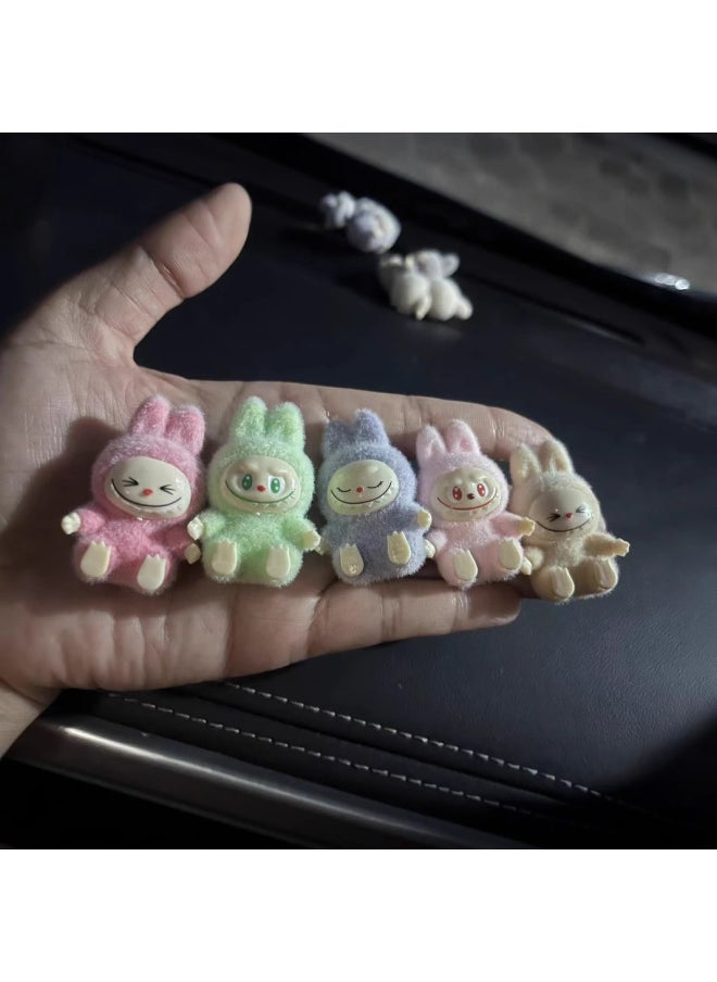 Three-dimensional Labubu Doll Flocking Sitting Posture YW Change Baby Diy Tide Play Blind Box Pendant Hand-made Accessories-Color:Blue-sitting 4cm  - Image 3
