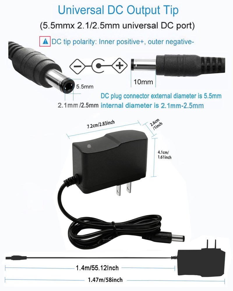 MTYTOT 12 Volt Power Supply 1A Universal AC/DC Adapter, 100-240 50/60Hz AC to DC 12V 1Amp Transformer, DC 12V 12W Power Adapter Cord, 5.5mm x /2.1mm2.5mm Plug - Image 5