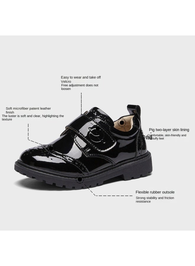 YEARCON أحذية جلدية لامعة عصرية بأسلوب الكلية للأطفال الكبار، أحذية رسمية للعودة إلى المدرسة للأولاد، أحذية أداء للطلاب - Image 4