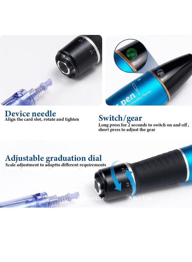Dr pen Professional Dr. Pen Microneedling Device Kit – Adjustable 0.25–3.0mm Derma Pen with 12 Pin Cartridges, 5 Speed Levels, Electric Skin Care Tool for Acne Scars, Wrinkles & Skin Rejuvenation (UK Plug) - Image 4