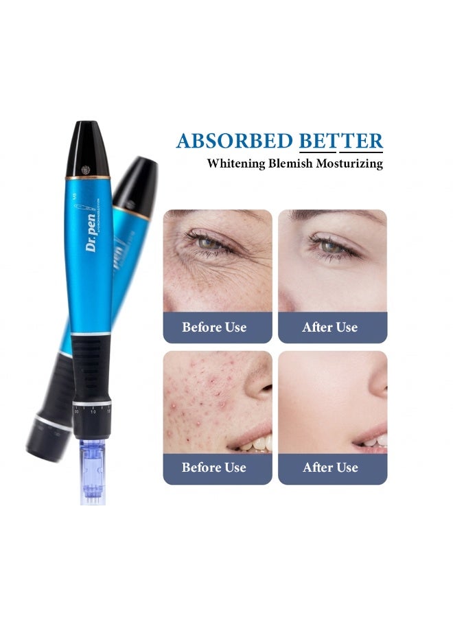 Dr pen Professional Dr. Pen Microneedling Device Kit – Adjustable 0.25–3.0mm Derma Pen with 12 Pin Cartridges, 5 Speed Levels, Electric Skin Care Tool for Acne Scars, Wrinkles & Skin Rejuvenation (UK Plug) - Image 3