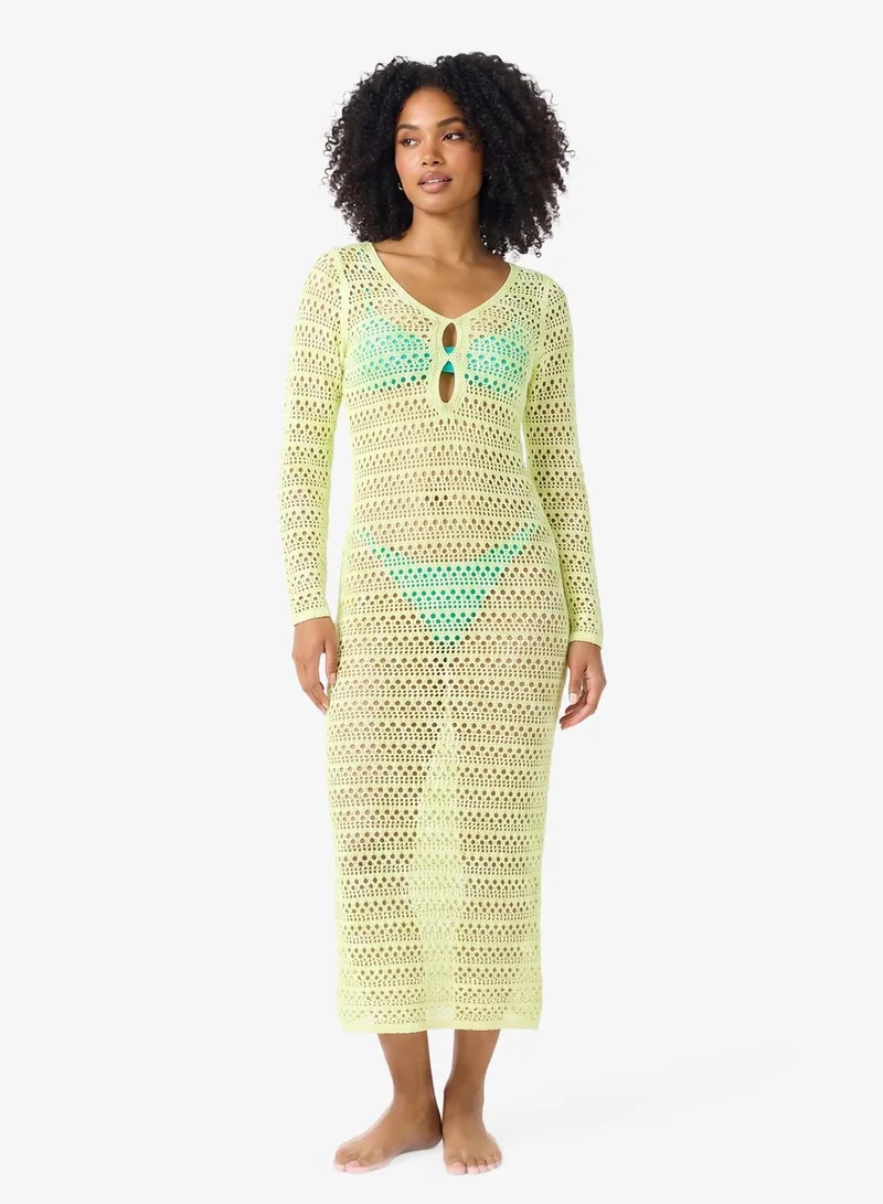 Ginger Crochet Plunge Neck Beach Dress