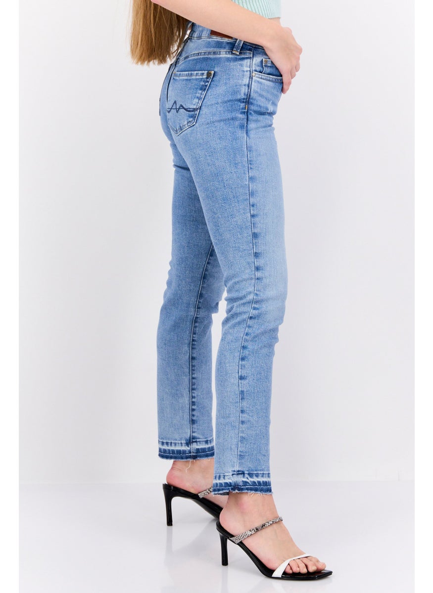 Pepe Jeans Women Regular Fit Washed Stretchable Jeans, Blue  - Image 4