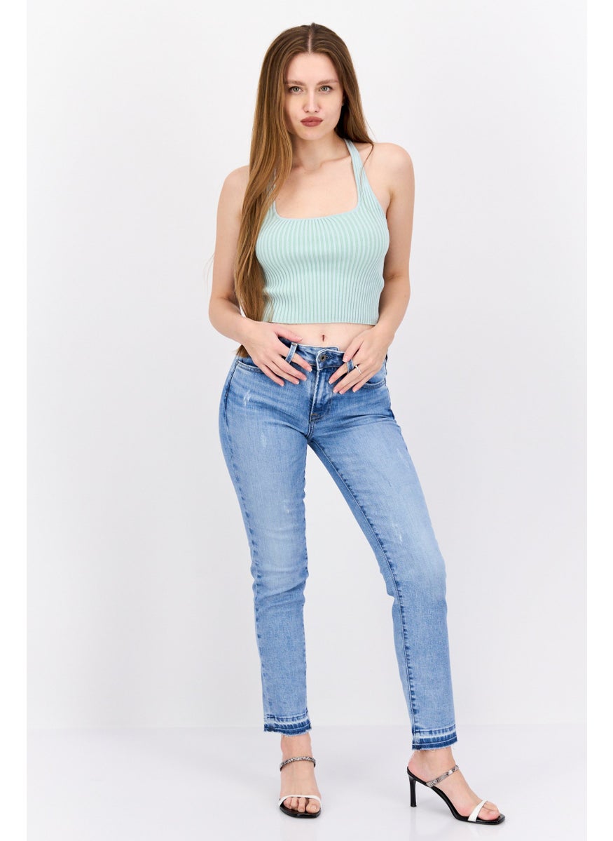 Pepe Jeans Women Regular Fit Washed Stretchable Jeans, Blue  - Image 3