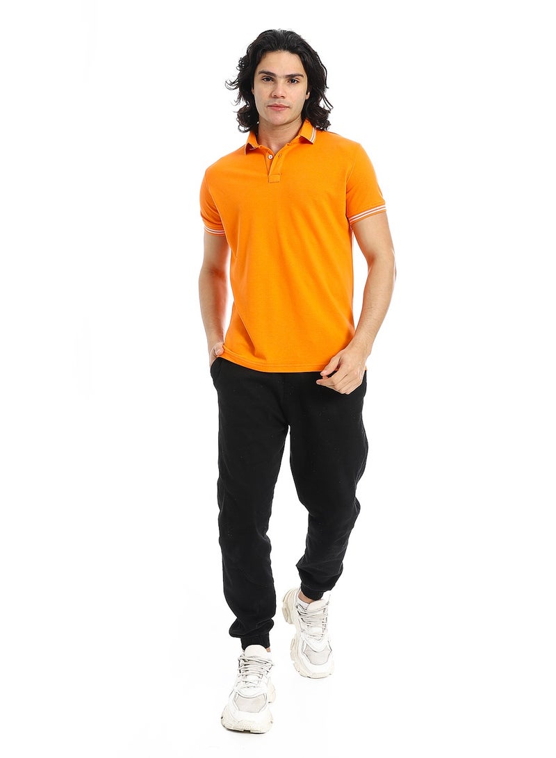 Andora Elite Stripe Pique Polo Shirt _ Orange - Image 5