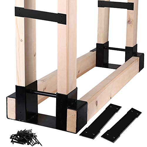 MOFEEZ Outdoor Firewood Log Storage Rack Bracket Kit,Fireplace Wood Storage Holder-Adjustable to Any Length - Image 1