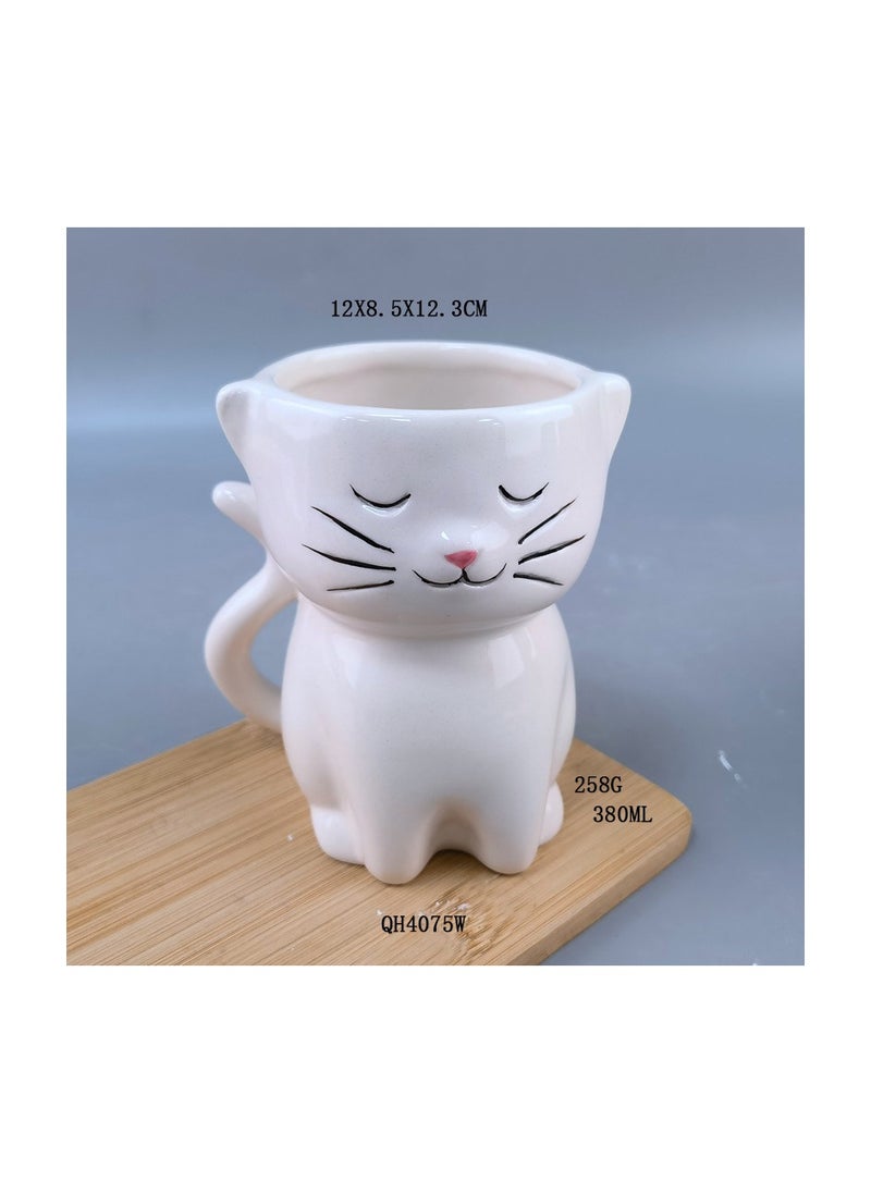 xozgdovg Cat ceramic cups for girls' household coffee mugs, mugs, drinking cups, office cups, cartoon couple cups/white ceramic cat cups 