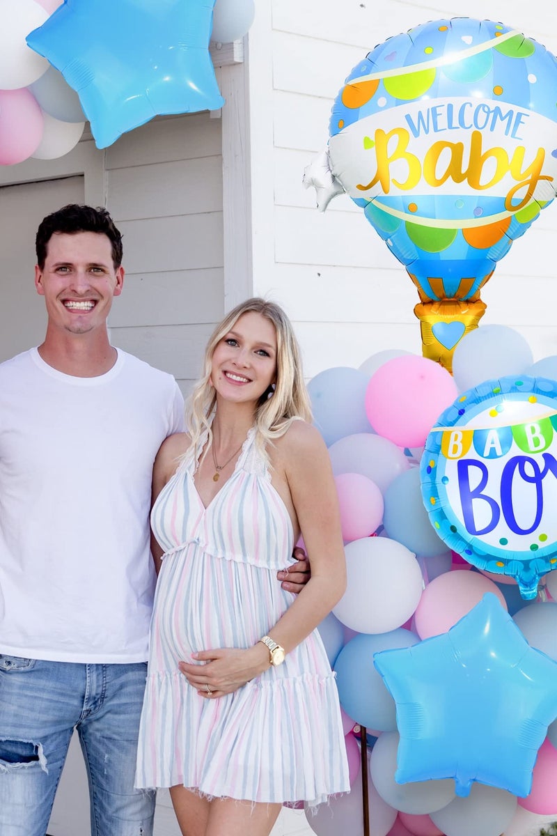 طقم بالونات ترحيب بالطفل الرضيع، بالونات زينة المولود الجديد، زينة حفل زفاف المولود الجديد، 31 بوصة، 5 قطع - Image 4