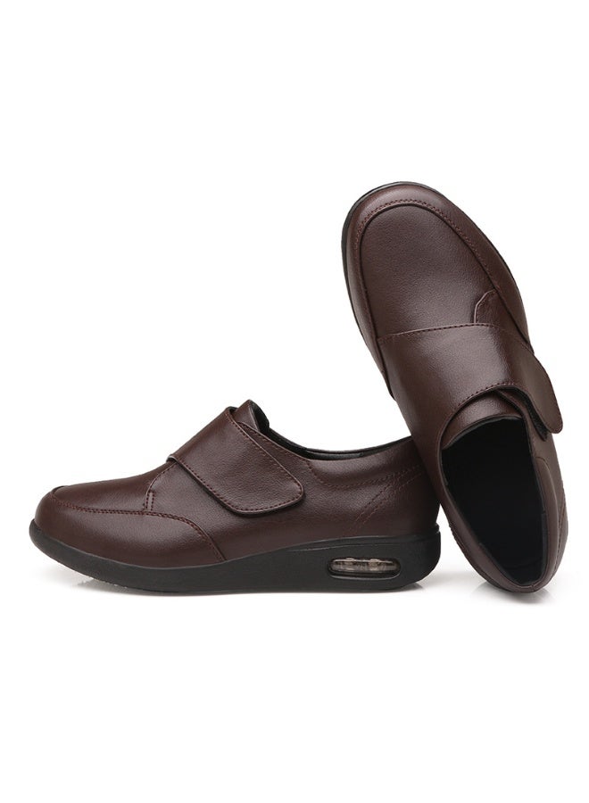 New Men's Leather Shoes with Microfiber Lining for Doctors and Nurses, Casual Warm Leather Shoes with Air Cushion and Velcro Closure - Image 3