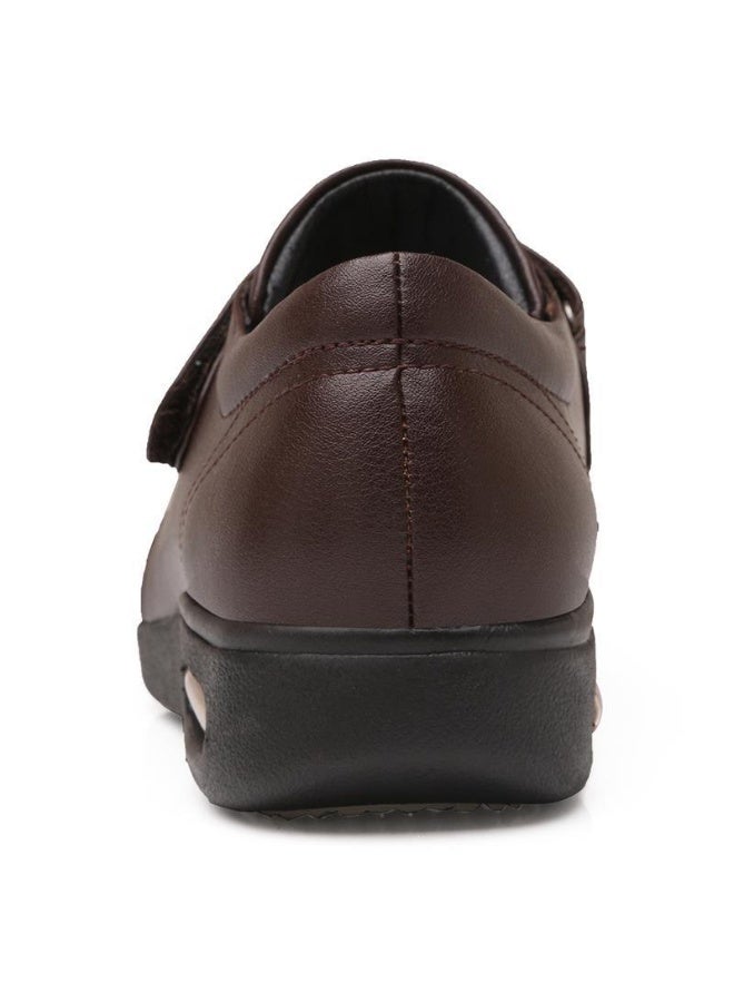 New Men's Leather Shoes with Microfiber Lining for Doctors and Nurses, Casual Warm Leather Shoes with Air Cushion and Velcro Closure - Image 5