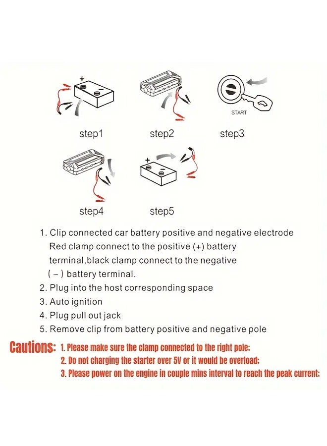 NIBEMINENT 12V Portable Emergency Car Starter: Car Emergency Start Power Air Pump Portable Battery Ignition Starter Lighting Car Air Pump Tire Car Inflator Black  - Image 5