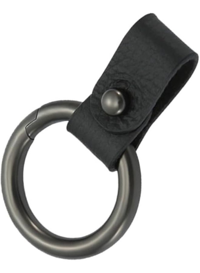 حامل مفاتيح من الجلد حلقة للسيارة سلسلة عالمية جلدية بمشبك دائري فضي 6 × 3 سم - Image 1