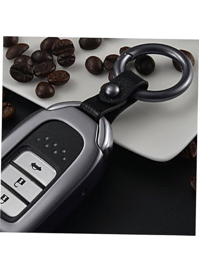 حامل مفاتيح من الجلد حلقة للسيارة سلسلة عالمية جلدية بمشبك دائري فضي 6 × 3 سم - Image 3