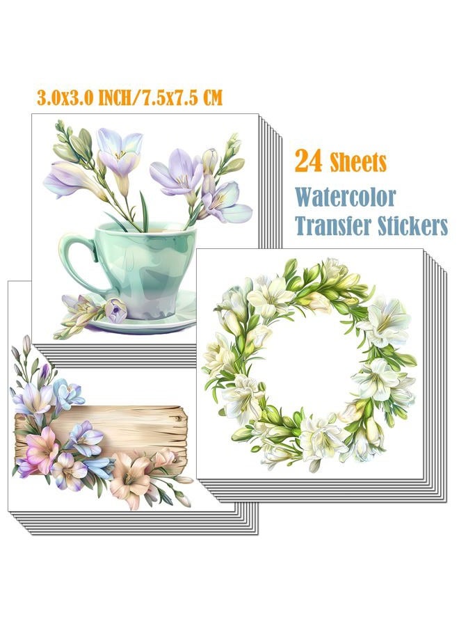 ZMRU 24 Sheets Vintage Rub On Transfers for Crafts, Cold IOD Transfers Stickers for Wood，Furniture Decals, Glass, Porcelain, Leather, Canvas, Fabric Projects,3 * 3inch(Lily Magnolia) - Image 3