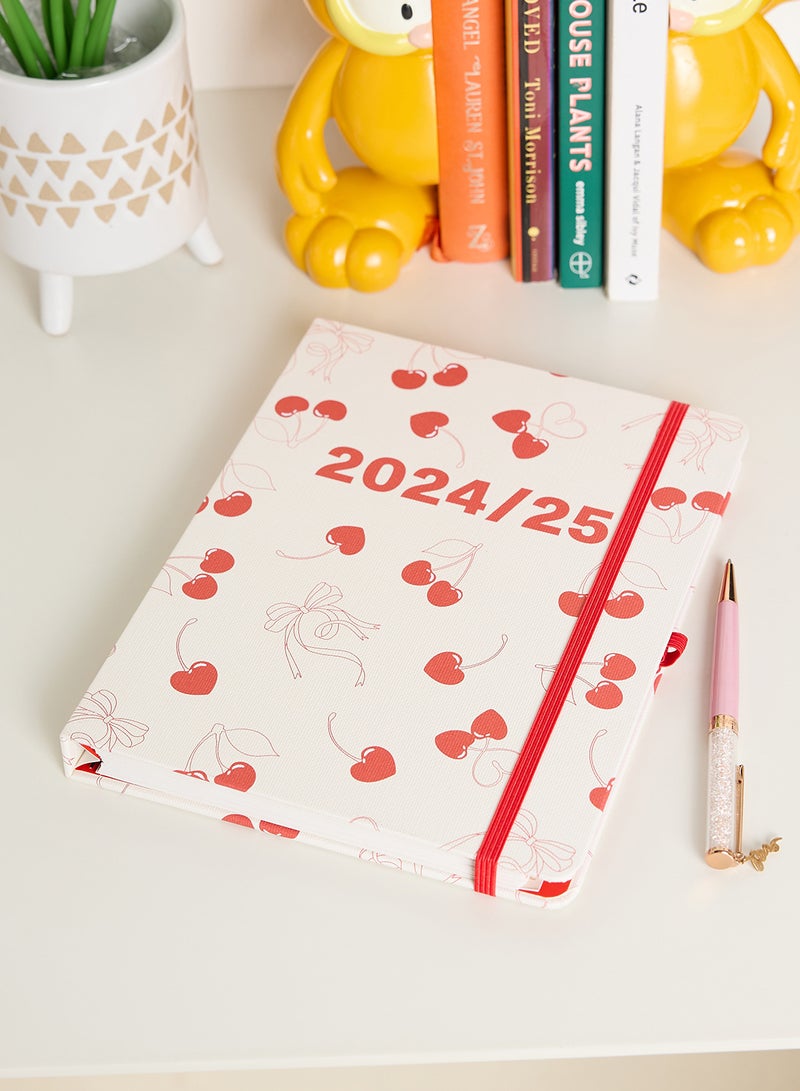 Typo Red Patterned Planner With Pen - Image 1