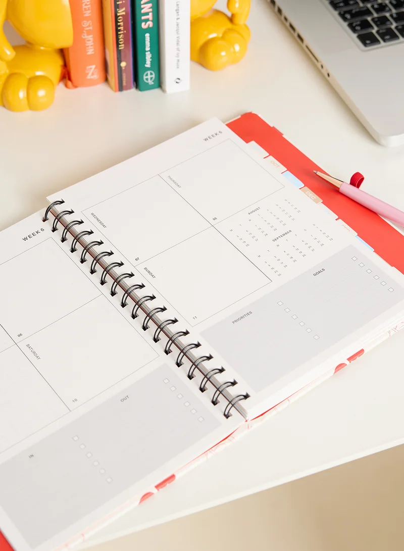 Typo Red Patterned Planner With Pen