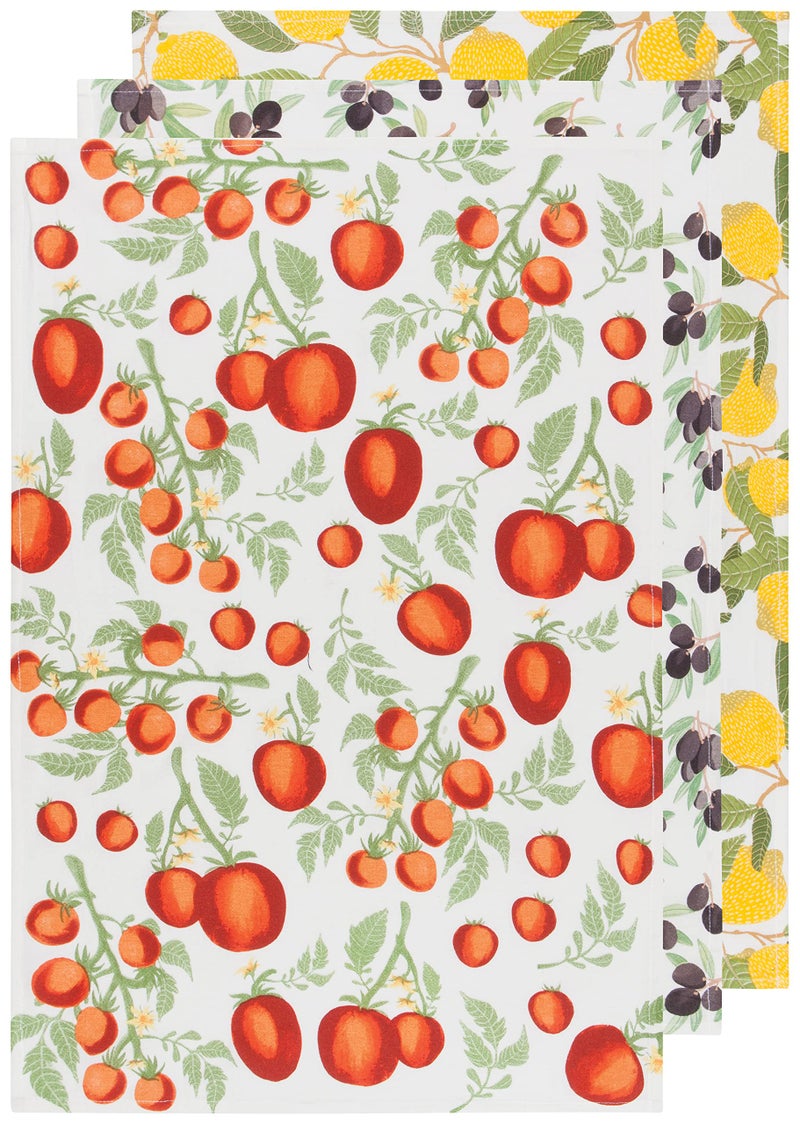 Now Designs Mediterranean Cotton Floursack Kitchen Dish Towels 20 x 30in Set of 3