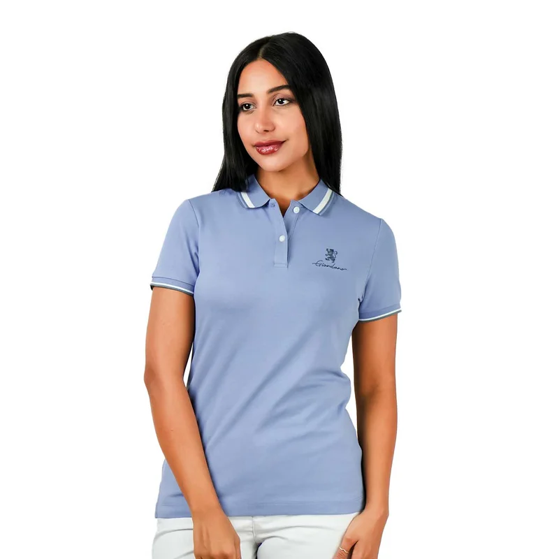 GIORDANO Women's Classic Cotton Pique Polo - Slim Fit, Embroidered Detail