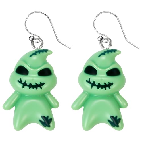 DAYANEY Christmas Earrings for Women as Nightmare Movie Before Chrsitmas Gifts, Green Ghostface Earrings for Girls Cute Boogcy Costume Xmas Stocking Stuffers Cute Holiday Jewelry - Image 1