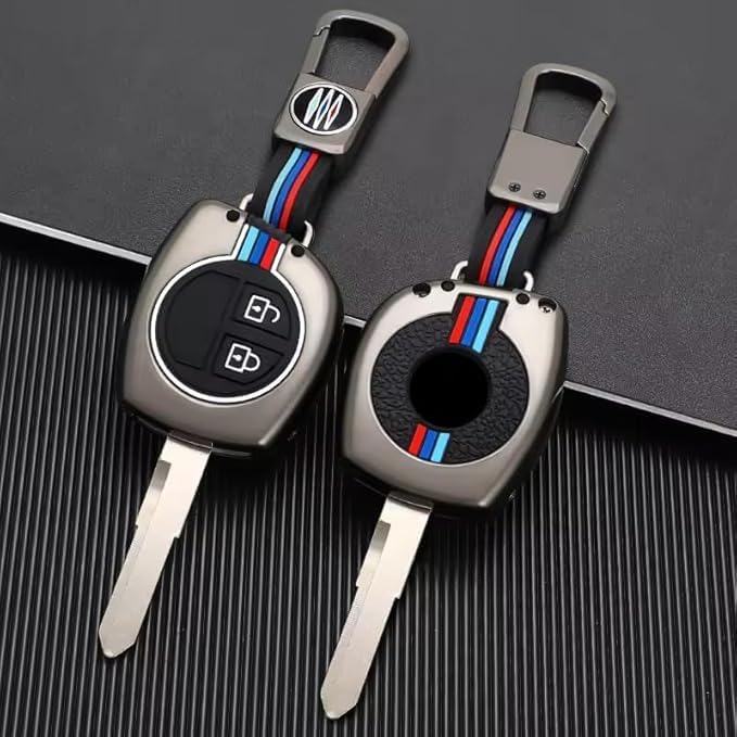Cri8Hub Metal Alloy Key Cover SZK-D2 Compatible with Maruti Suzuki Baleno/Fronx/S-Presso/Swift/DZire/Ignis/Alto/Vitara/Brezza/Celerio/Ertiga/Ciaz/SCross/Wagonr | 2 Button Remote Key Cover Suzuki - Image 1