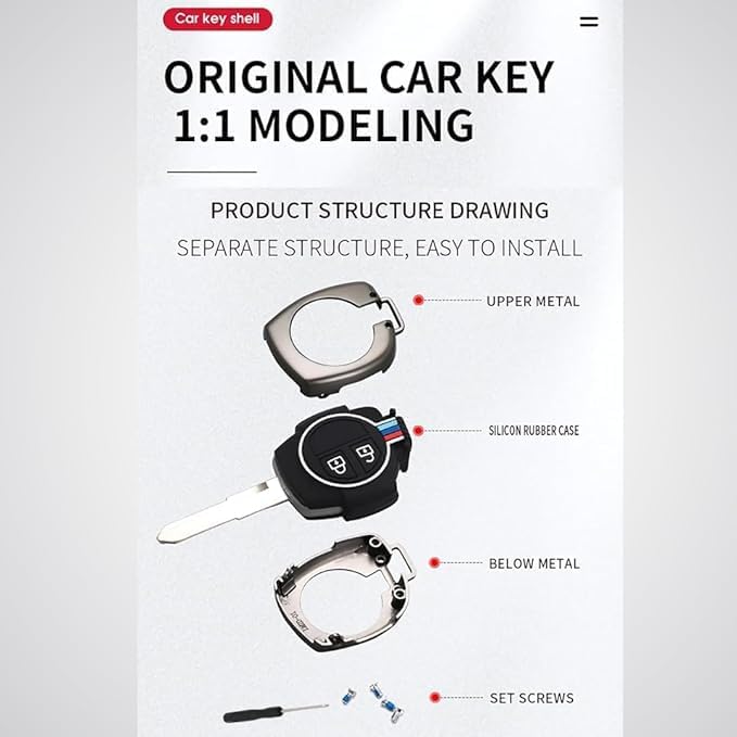 Cri8Hub Metal Alloy Key Cover SZK-D2 Compatible with Maruti Suzuki Baleno/Fronx/S-Presso/Swift/DZire/Ignis/Alto/Vitara/Brezza/Celerio/Ertiga/Ciaz/SCross/Wagonr | 2 Button Remote Key Cover Suzuki - Image 3