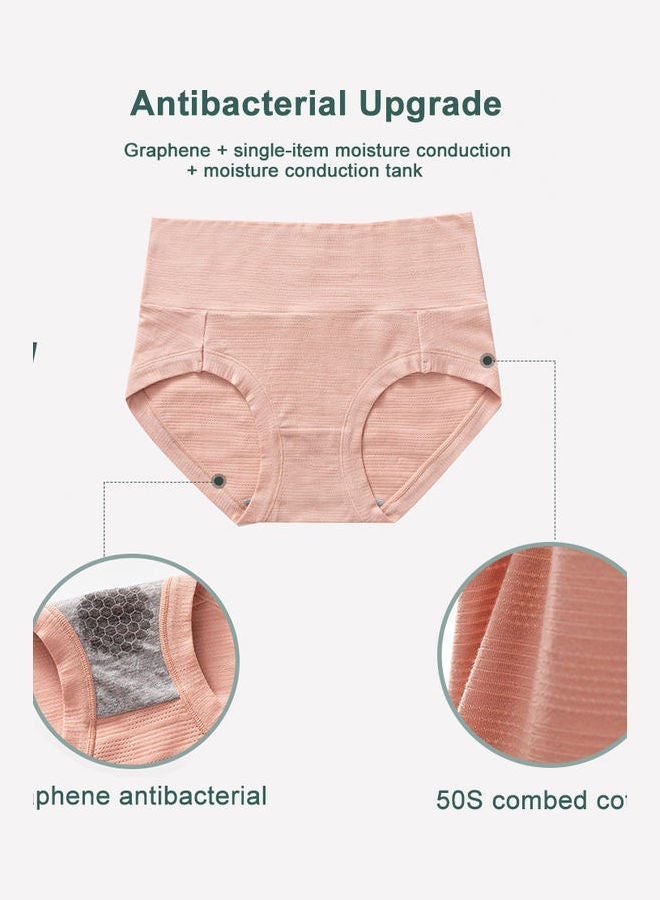 5-Piece Of Cotton High-Waisted Abdomen Panties Multicolour - Image 3