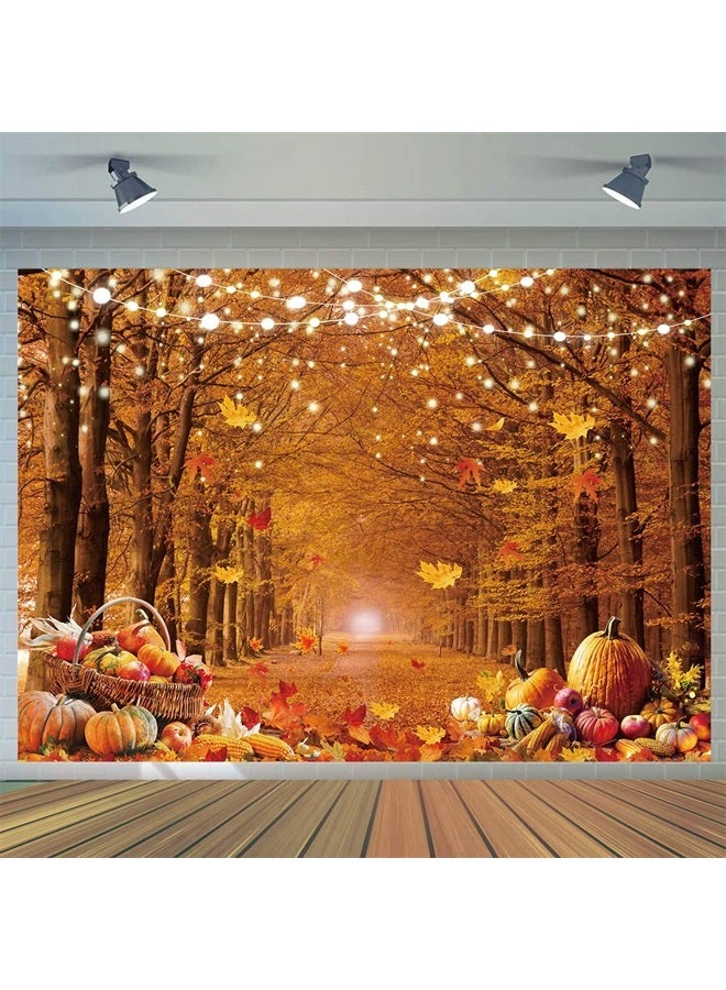CYLYH 7x5ft Fall Photography Backdrop Autumn Maple Forest Leaves Pumpkin Party Background Thanksgiving Party Supplies Farm Harvest Event Banner Thanksgiving Photo Booth Props CY579