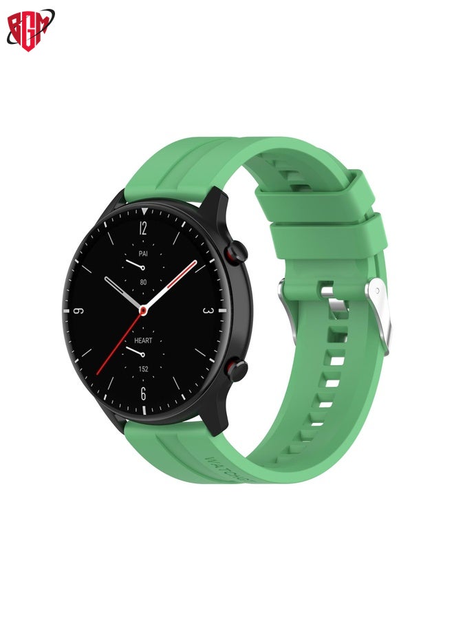Watch Band Strap For Amazfit GTR 2e / GTR 2 22mm Silicone Watch Band with Silver Buckle(Mint Green)