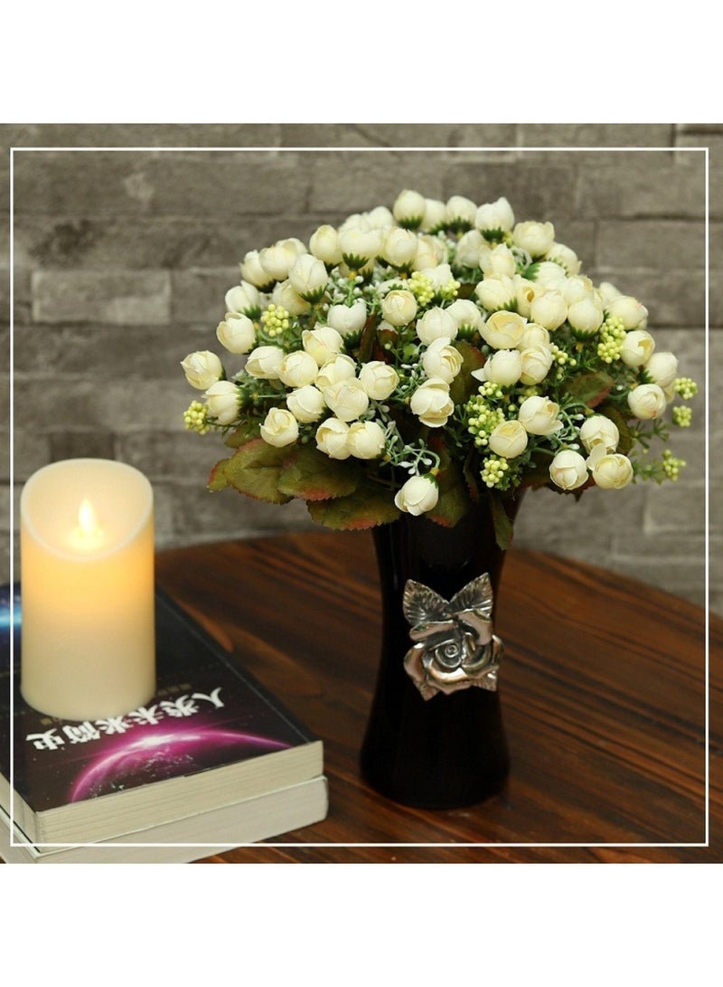 Huitich Enchanting Cluster: Artificial Silk Mini Peony Flowers Bouquet White  - Image 4