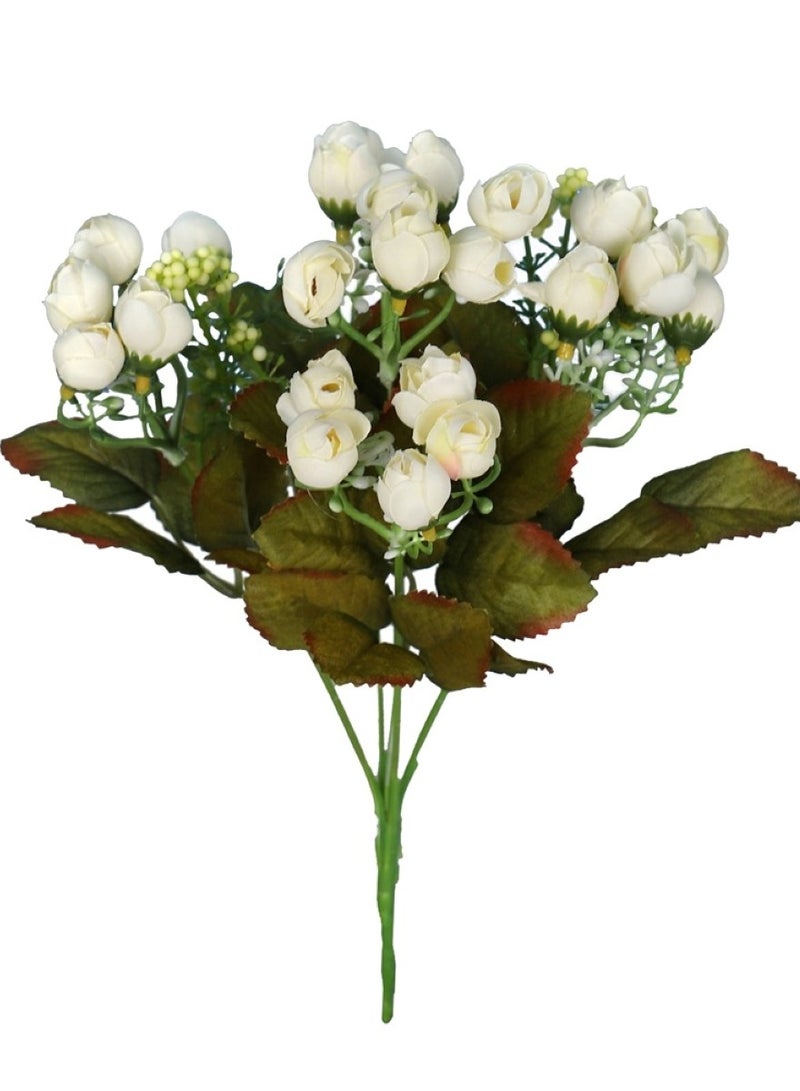 Huitich Enchanting Cluster: Artificial Silk Mini Peony Flowers Bouquet White  - Image 1