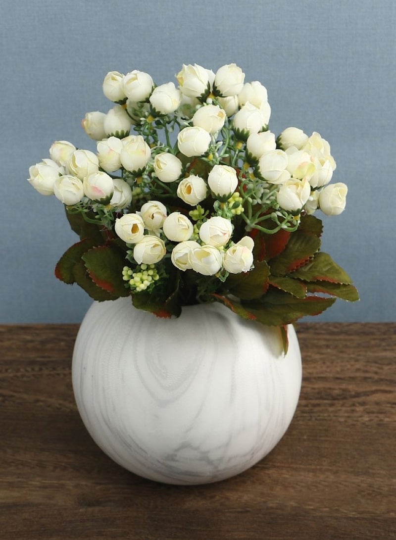Huitich Enchanting Cluster: Artificial Silk Mini Peony Flowers Bouquet White  - Image 2