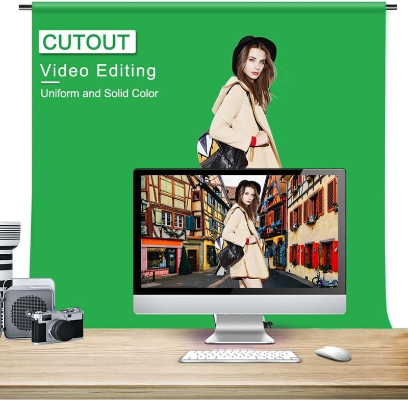 Heysliy 5X6.5ft Green Screen Backdrop with Stand Height Adjusted, Washable, Ironable Green Screen with T-Shape Background Stand Kit with Carrying Bag & Clamps for Streaming, Video, Zooming, Gaming - Image 2